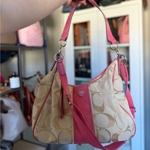 Coach Beige and Pink Shoulder Bag